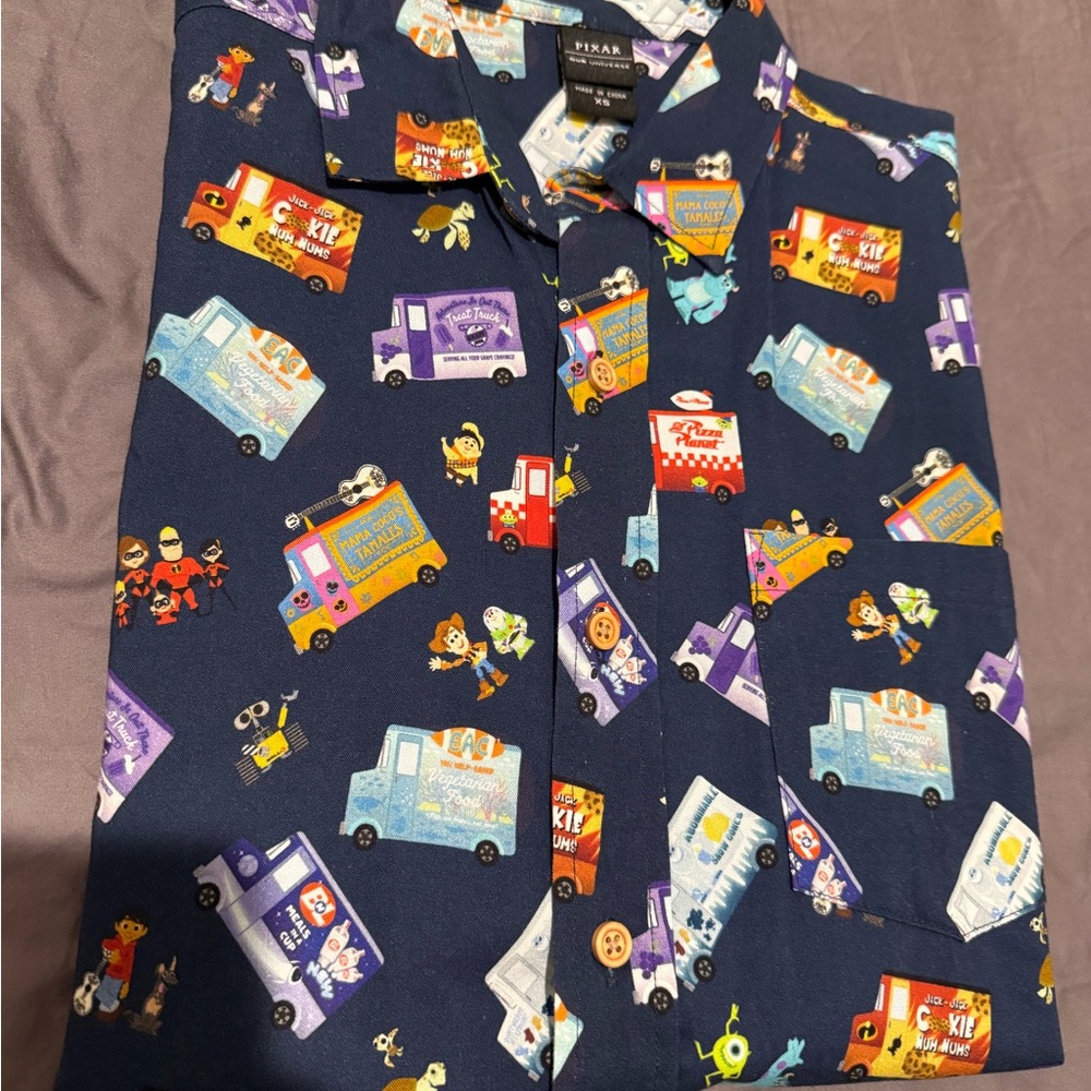 Pixar Navy Button Up Shirt - Toy Story/Monsters Inc/Incredibles